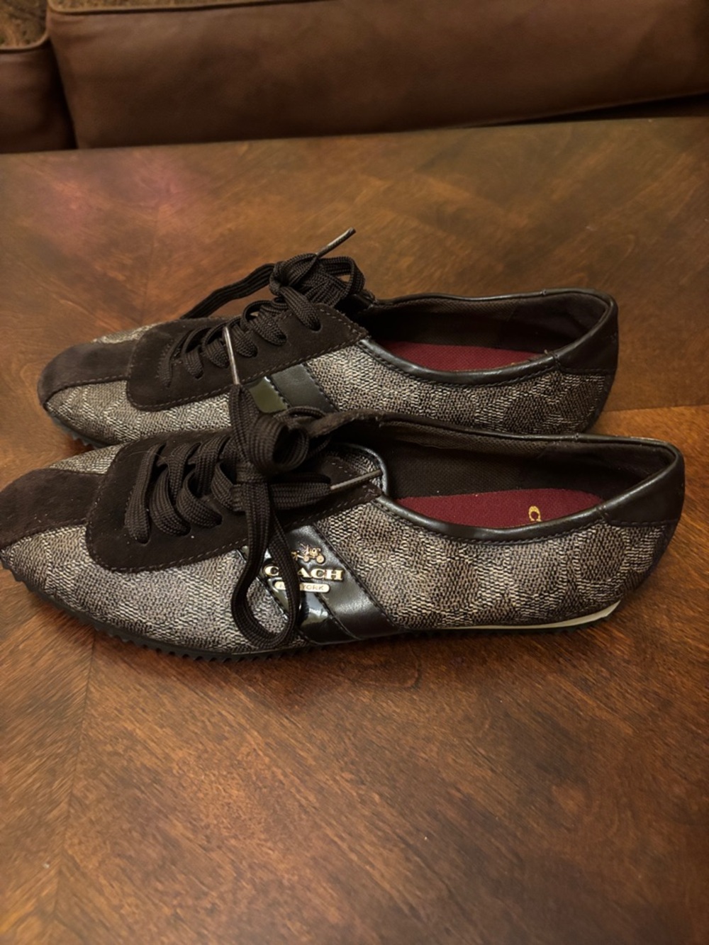 Coach Women's light and dark Brown Lace-Up Fashion Sneakers